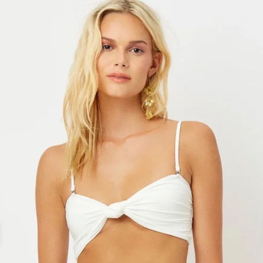 Frankie's Bikinis White Twist Front Bikini Top